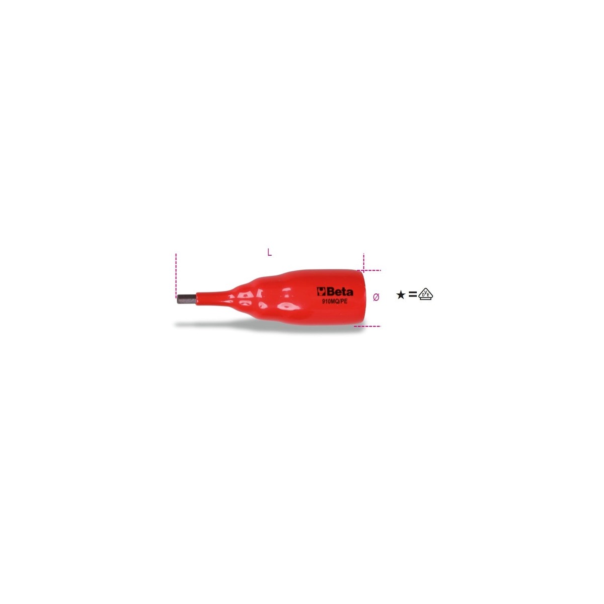 Beta Insulated 8 Mm Hexagon Socket Driver - 910MQPE - 910MQ-PE 8