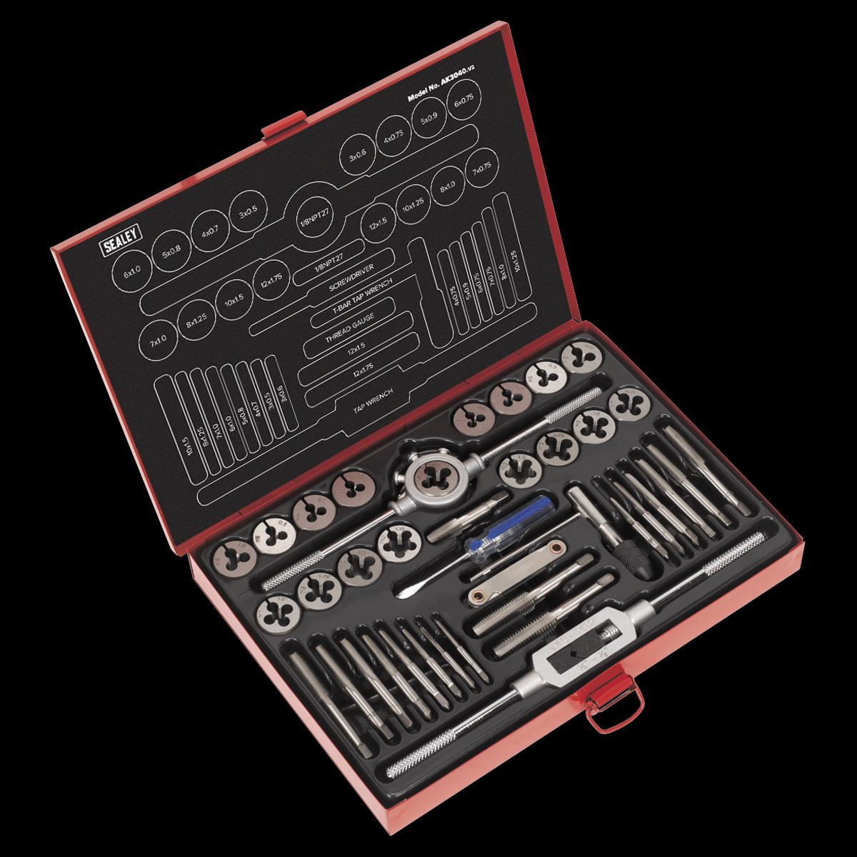Sealey AK3040 40pc Tap Die Set Split Dies – Metric