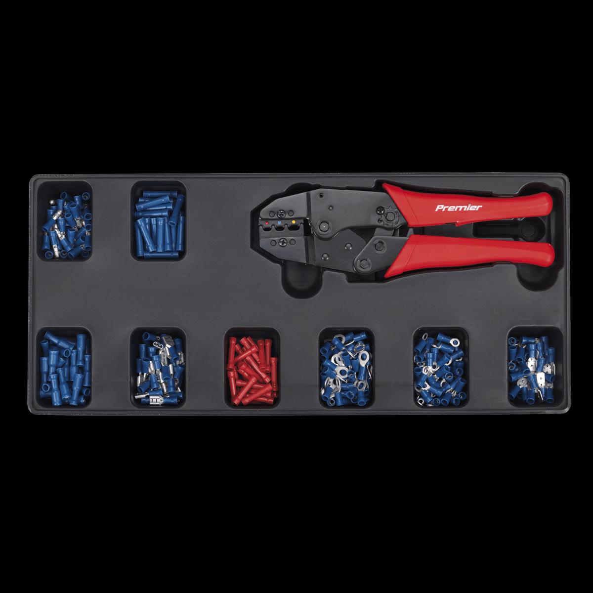 Sealey TBT16 Tool Tray with Ratchet Crimper 325 Assorted Insulated Terminal Set