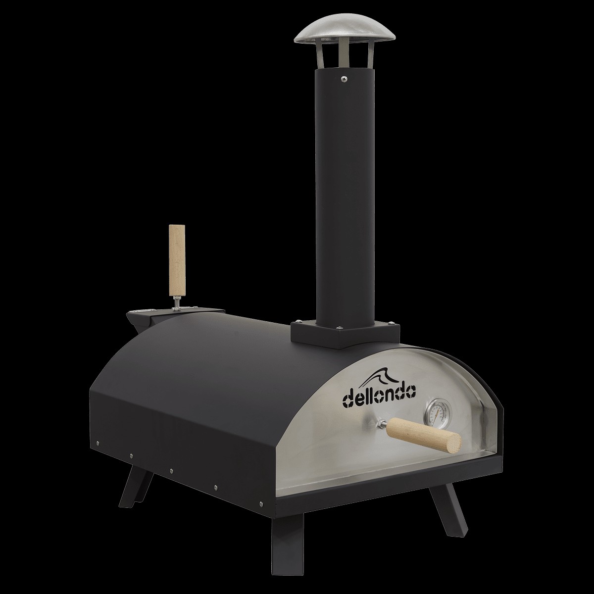 Dellonda Portable Wood-Fired 14″ Pizza Oven and Smoking Oven, Black/Stainless Steel – DG10