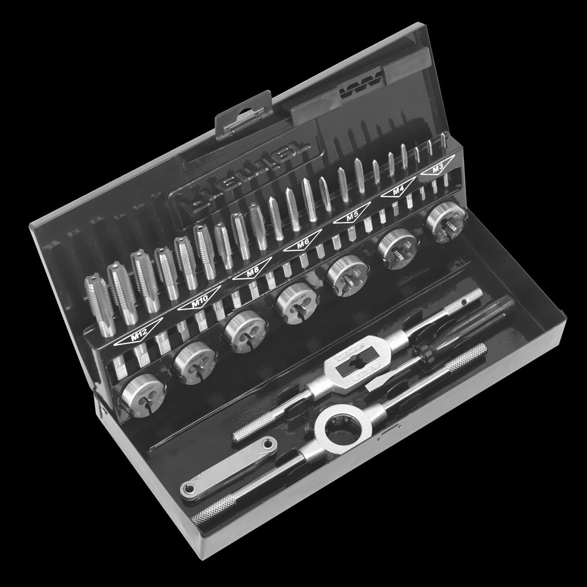 Sealey AK3015HSS Tap Die Set 32pc Split Dies HSS 4341 – Metric
