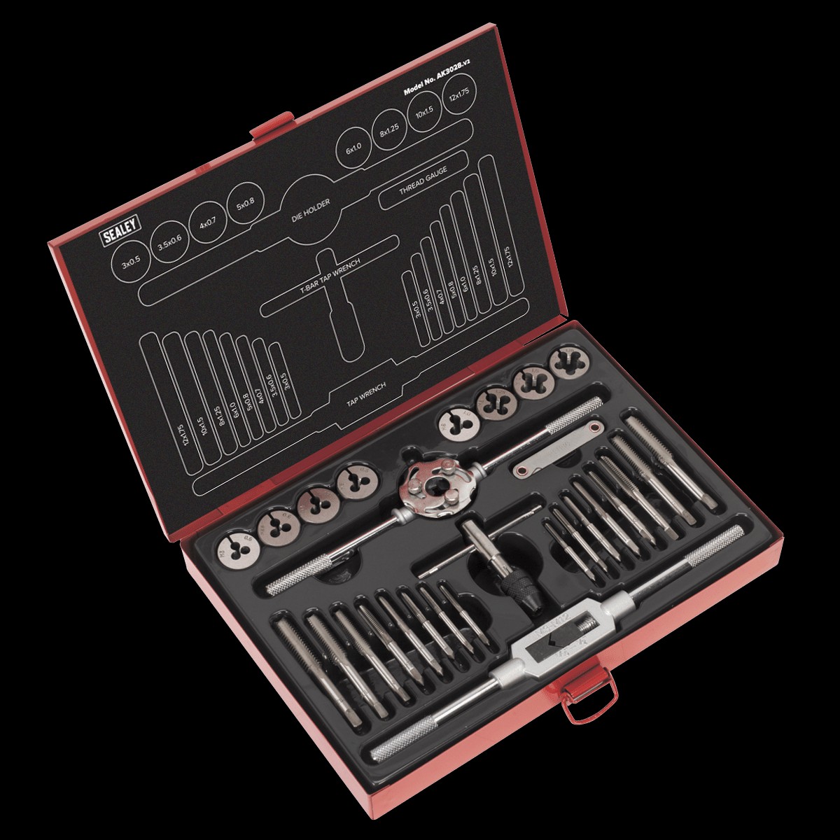 Sealey AK3028 Tap Die Set 28pc Split Dies Metric