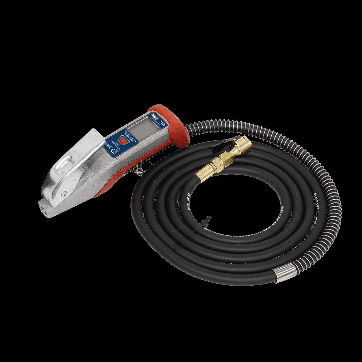 Sealey SA375 Digital Tyre Inflator 27m Hose with Clip-On Connector