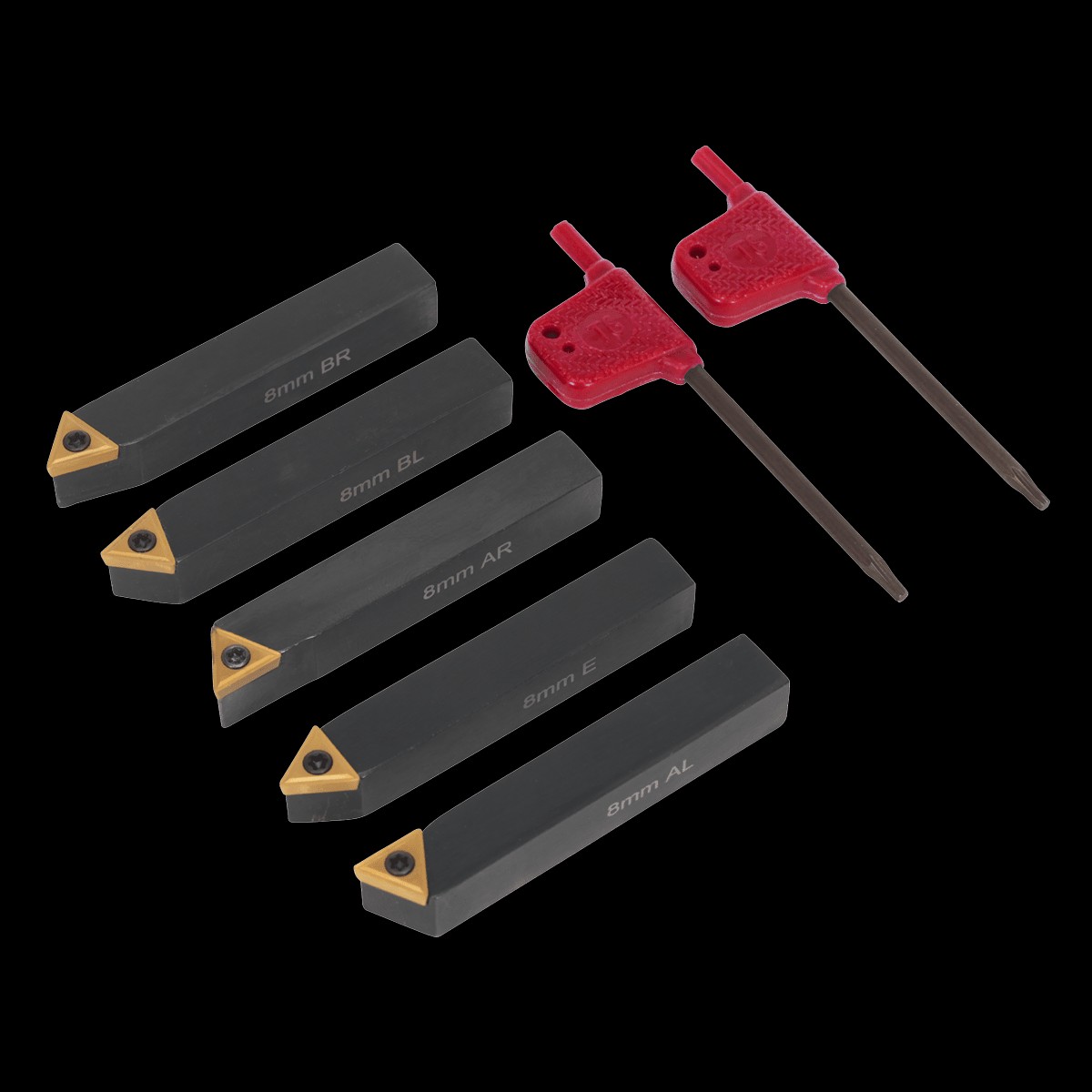Sealey SM3025CS2 Indexable 8mm Lathe Turning Tool Set 5pc