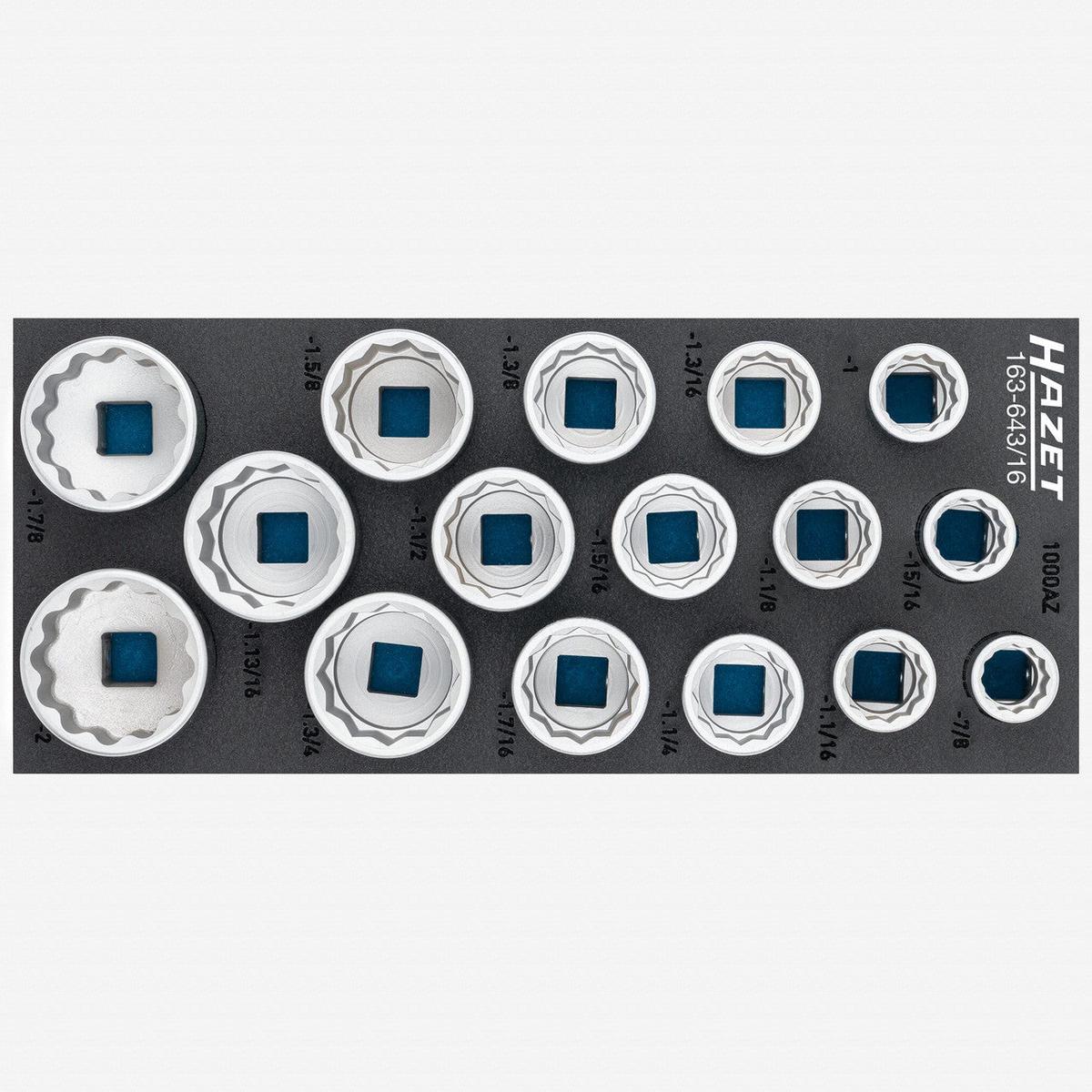 Hazet 163-64316 34 SAE 12-point Sockets 78 – 2 16 Pieces