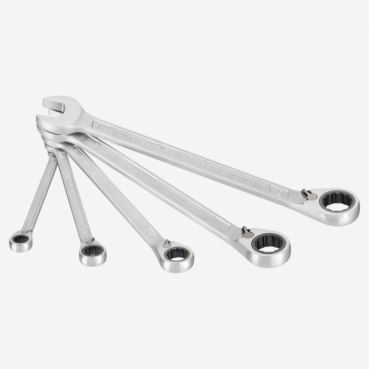 Hazet 6065 Ratcheting combination wrench set 5 pc metric 8-19mm