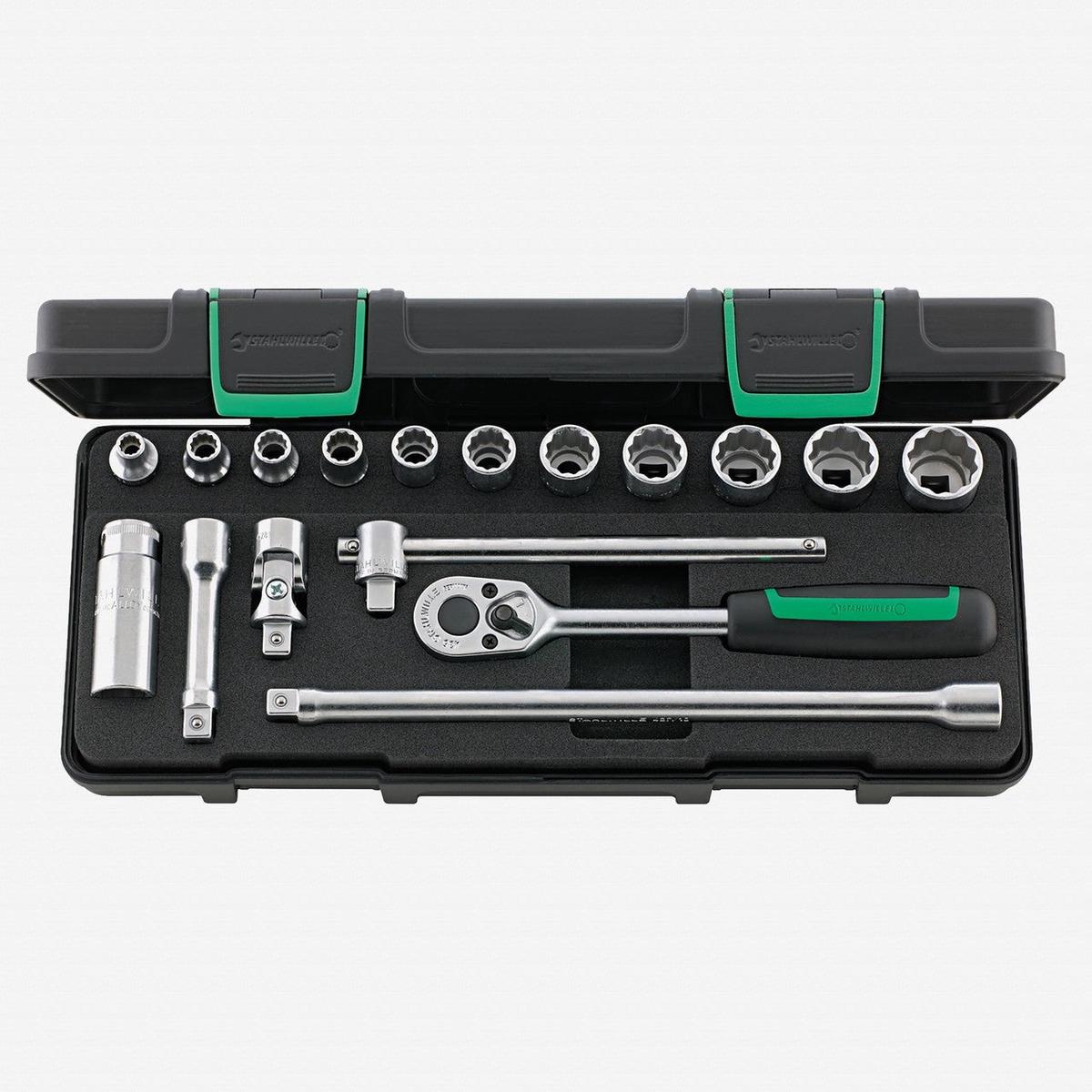 Stahlwille 45a125 Socket Set 38 Drive SAE 14-1316 12-Point 17 Pieces