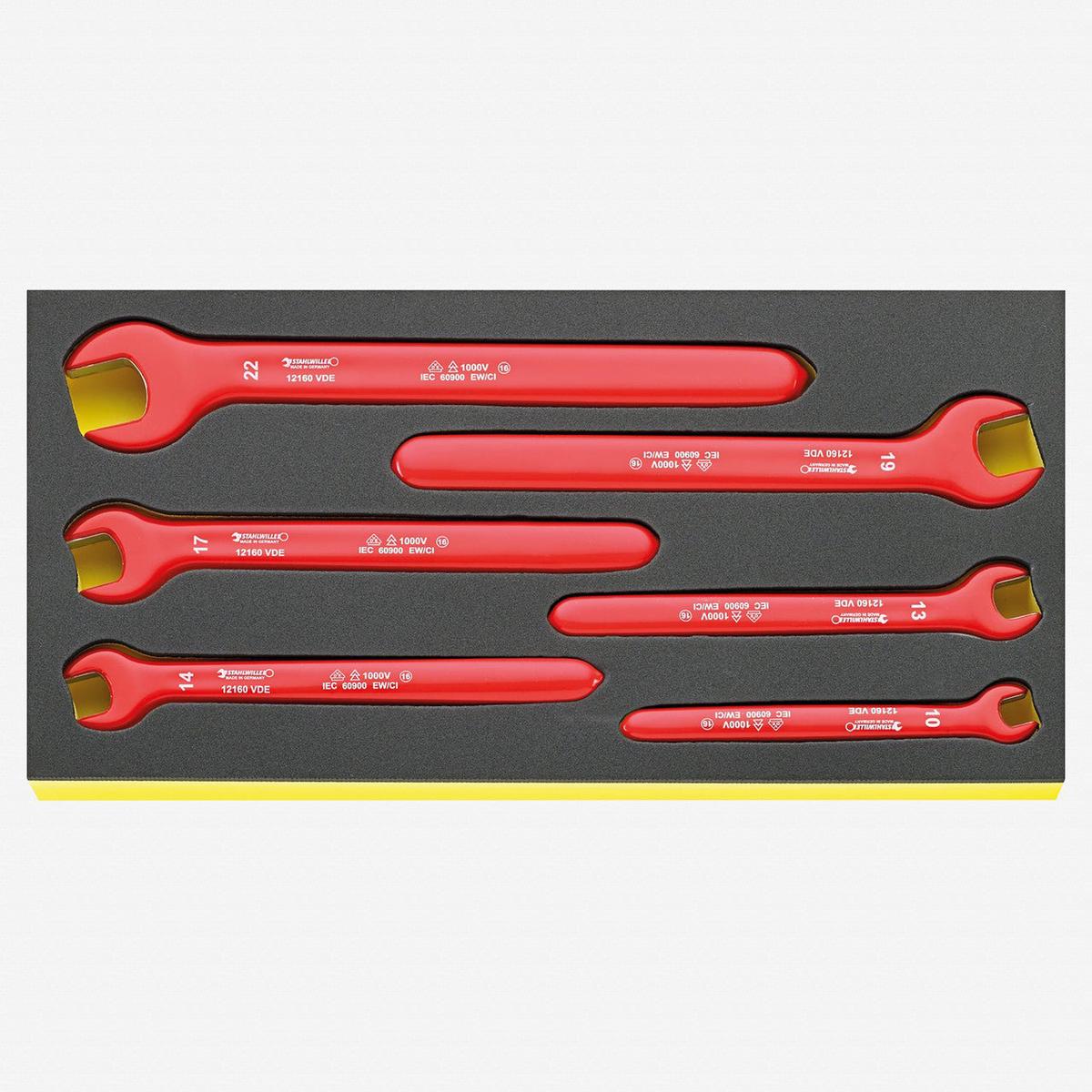 Stahlwille TCS 12160 VDE Insulated Metric Single Open-ended Wrench Set 6 Pieces in TCS Inlay