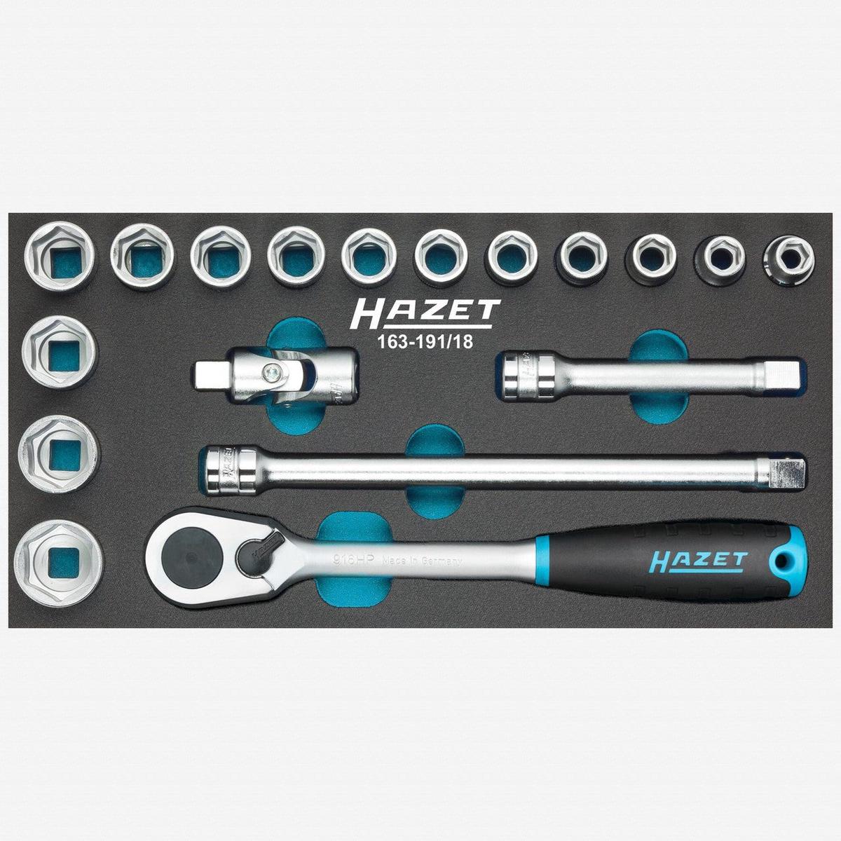 Hazet 163-19118 12 Metric Socket Set 10 – 27 mm 18 PIeces