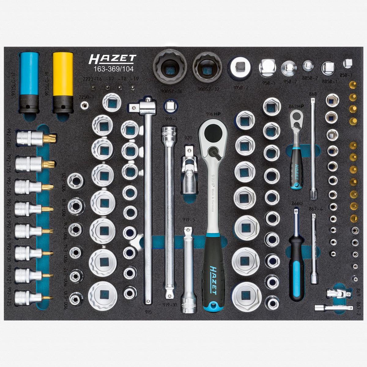 Hazet 163-369104 12 and 14 Metric Socket Set 104 Pieces