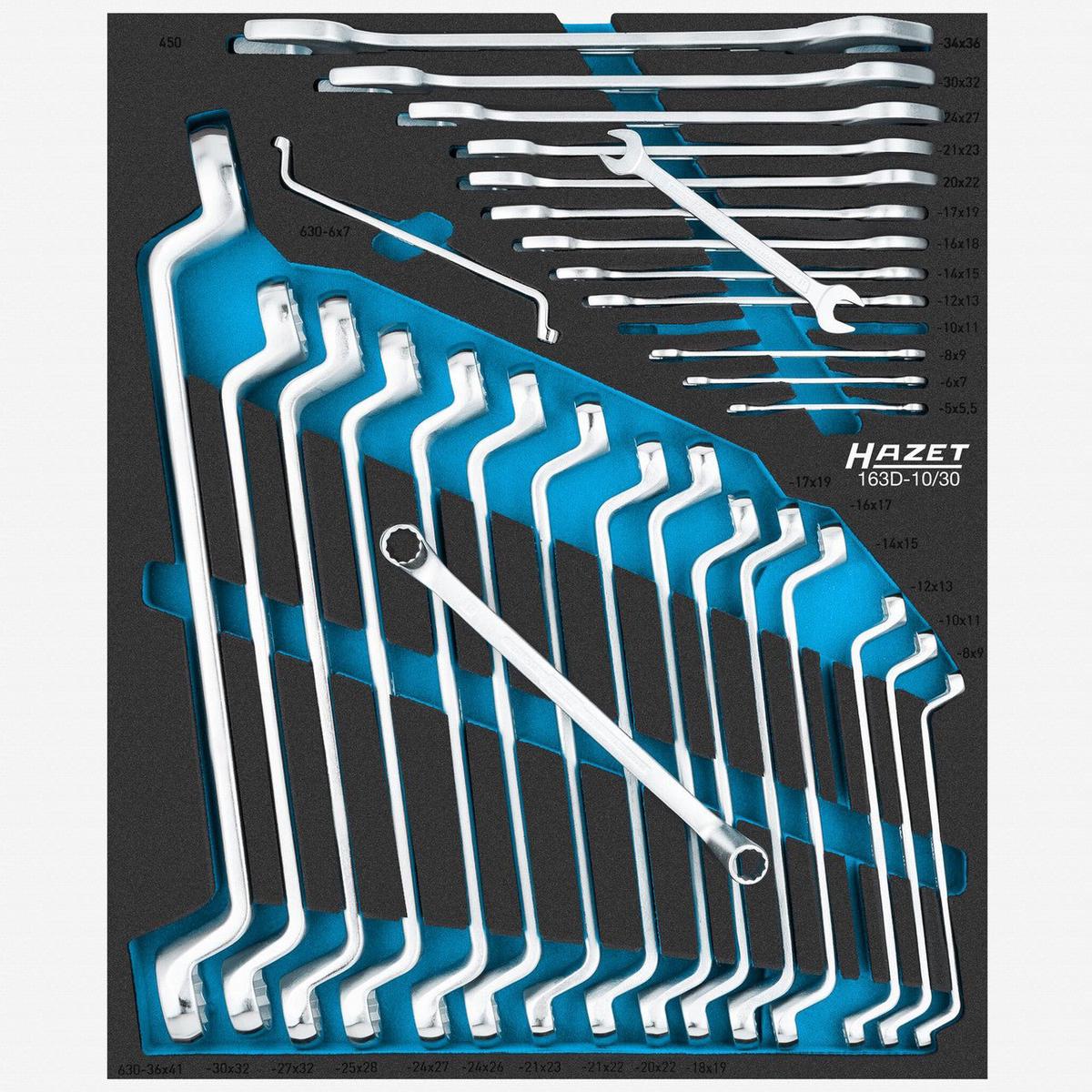 Hazet 163D-1030 Metric Double-Ended Wrench Set in Foam Tray 30 Pieces