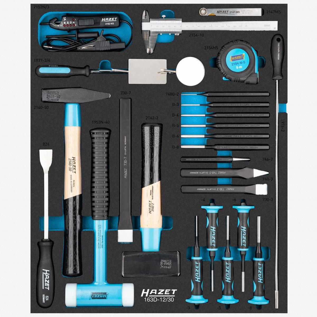Hazet 163D-1230 Hammer and Punch Set in Foam Tray 30 Pieces