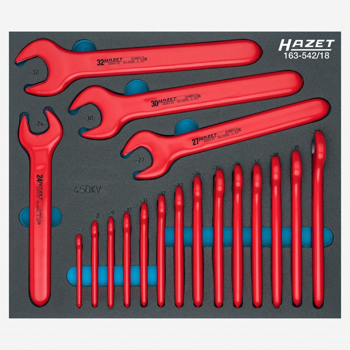 Hazet 450KV VDE Insulated Metric Open End Wrench Set 7 – 32 mm 18 Pieces