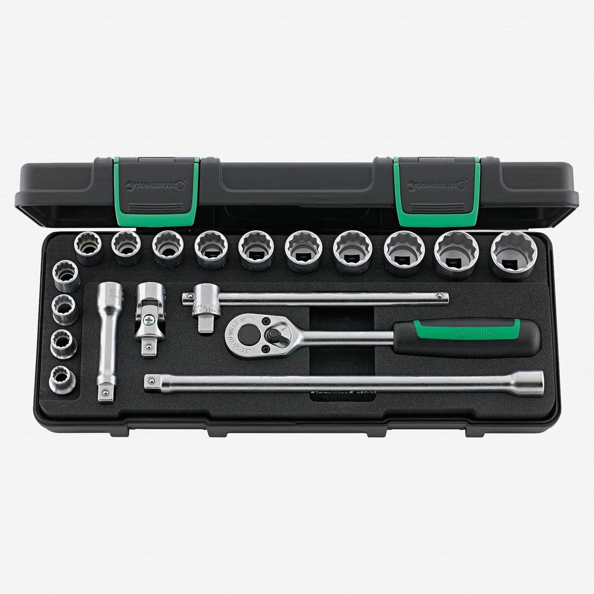 Stahlwille 45145i Socket Set 38 Drive Metric 8-22mm 12-Point 19 Pieces