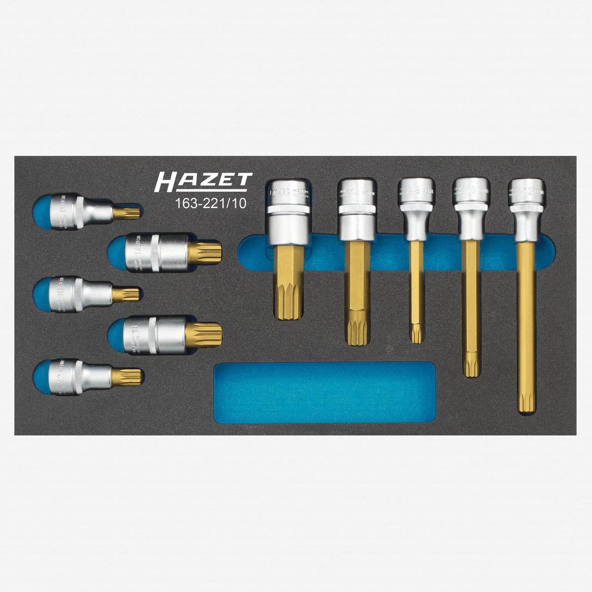 Hazet 163-22110 12 XZN Bit Socket Set 10 Pieces