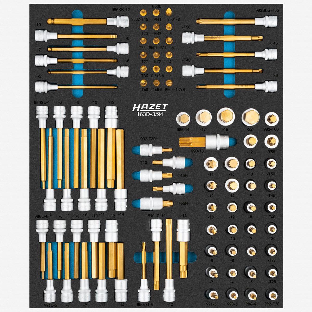 Hazet 163D-394 Titanium Nitride Coated Bit and Bitsocket Set 12 and 14 Drive 94 Pieces