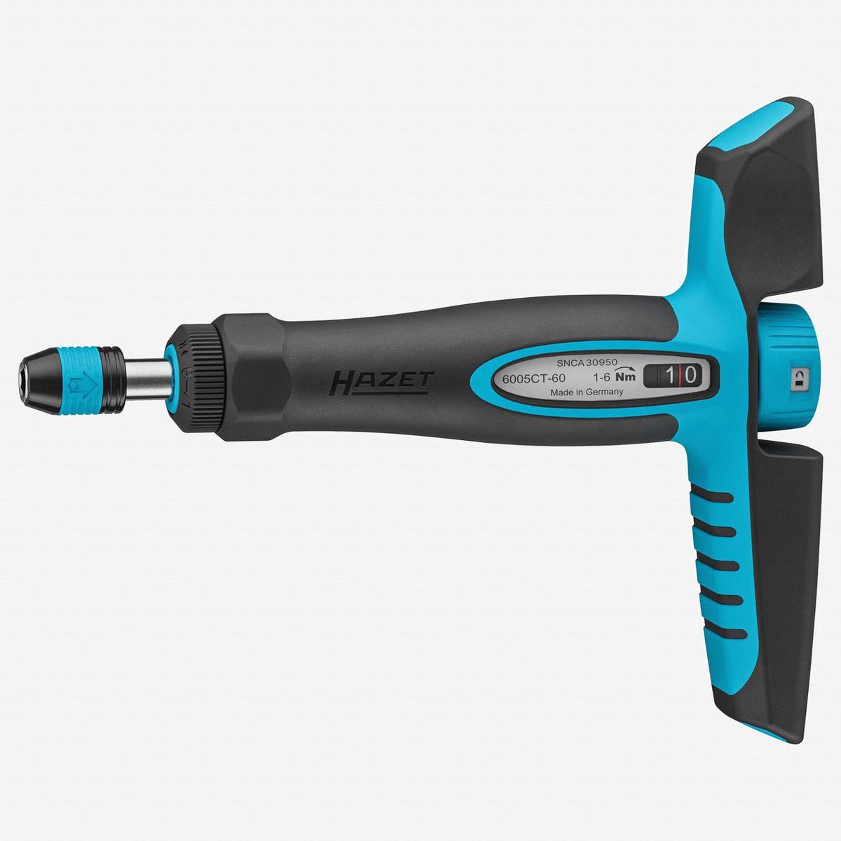 Hazet 6005CT-60 Ratcheting Torque T-Handle Screwdriver 14 Hex Drive Reversible 10 – 60 Nm