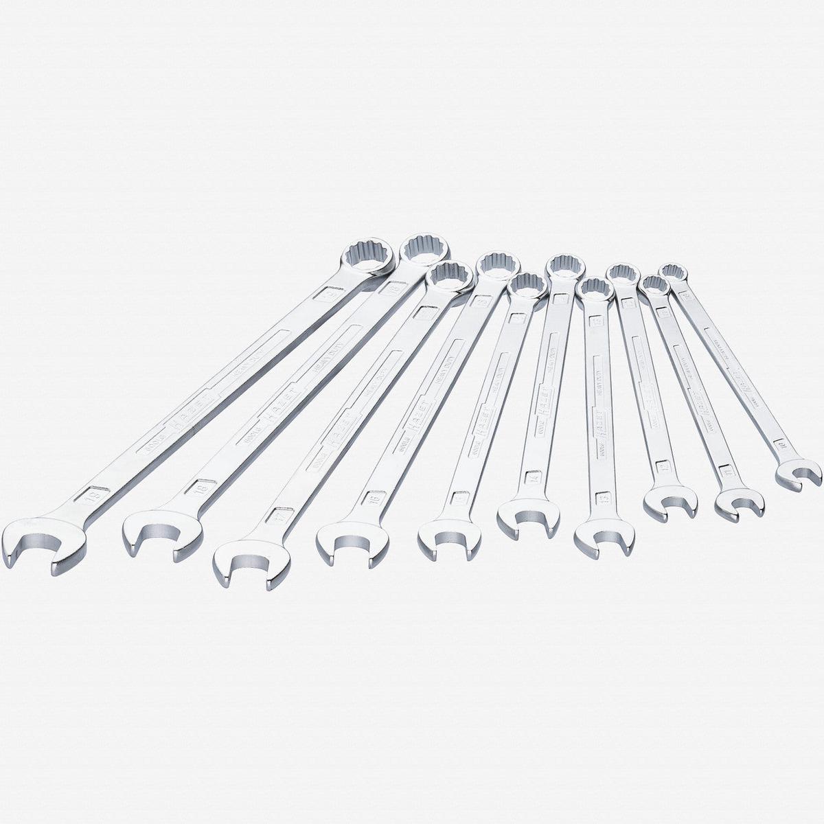 Hazet 600LG10 Metric Extra Long Combination Wrench Set 10 Pieces