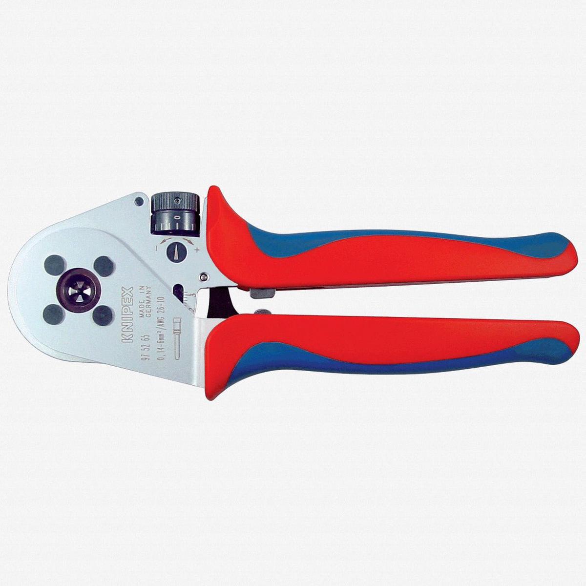 Knipex Four-Mandrel Crimping Pliers w Locator – specific turned contacts (fine adjustment)