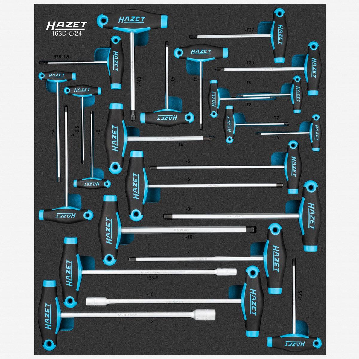 Hazet 163D-524 Metric T-Handle Set in Foam Tray 24 Pieces