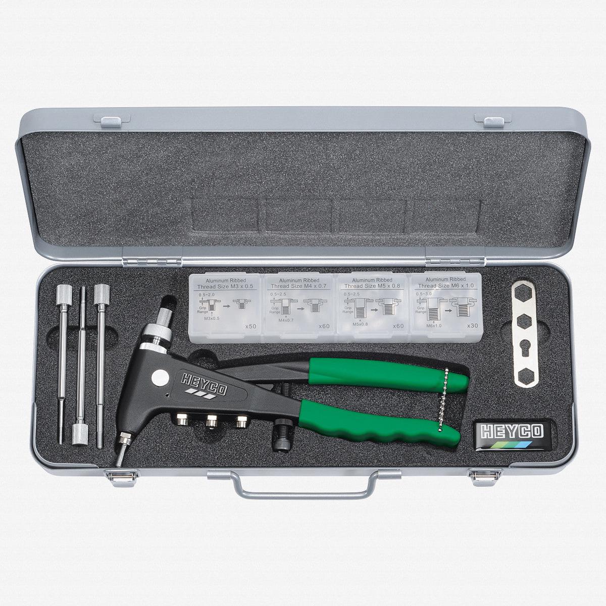 Heyco Hand Rivet Nut Tool Kit in Metal Case