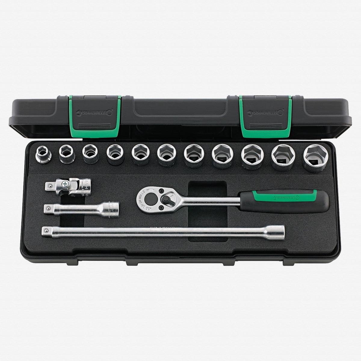 Stahlwille 456114 Socket Set 38 Drive Metric 8-19mm 6-Point 15 Pieces