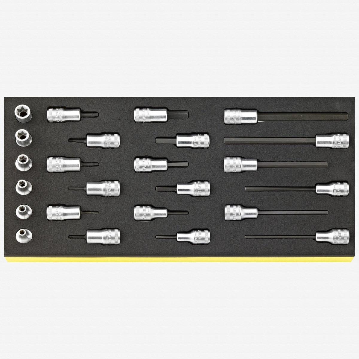 Stahlwille TCS 491049204945T TX 38 TORX and Metric Hex Screwdriver Sockets in TCS Inlay 24 Pieces