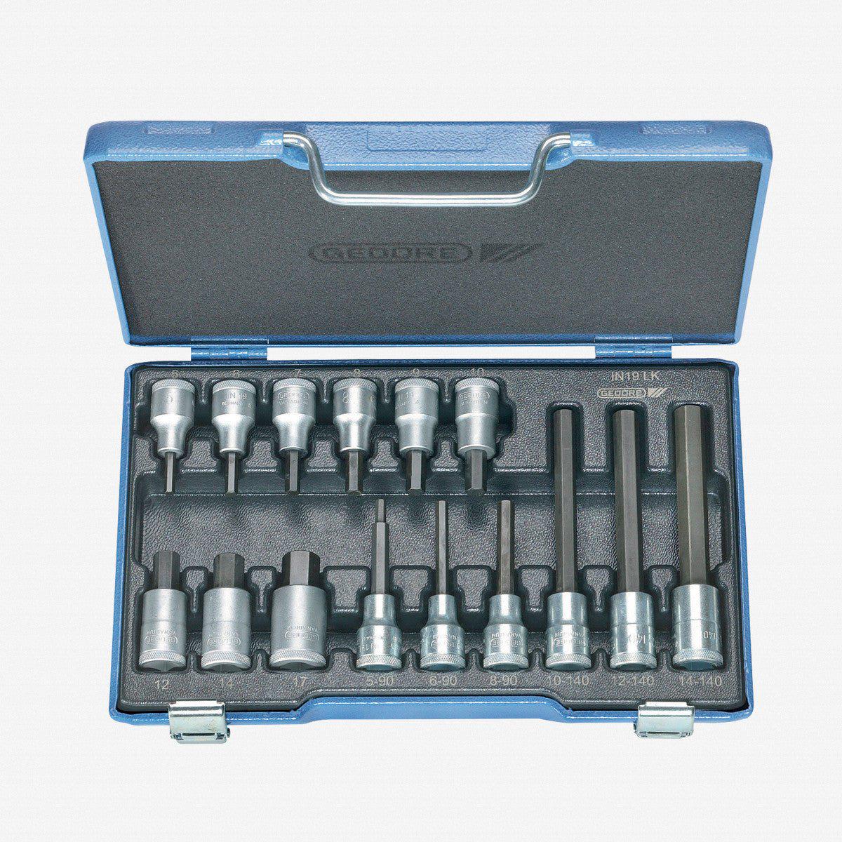 Gedore IN 19 LKM Screwdriver bit socket set 12 15 pcs in-hex 5-17 mm