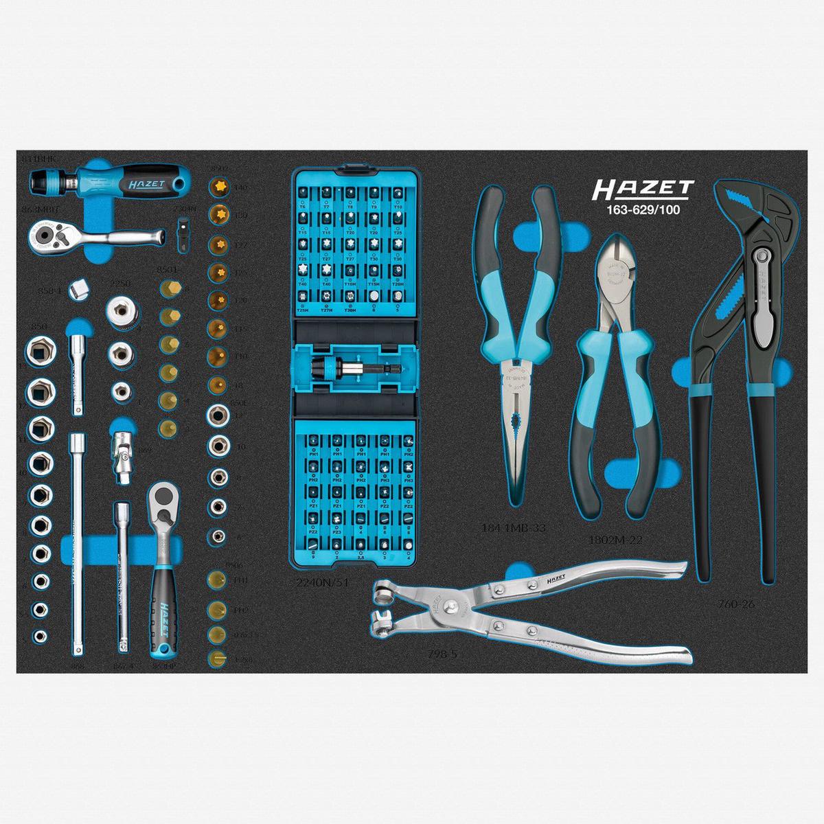 Hazet 163-629100 14 Metric Socket Set with Pliers 100 Pieces
