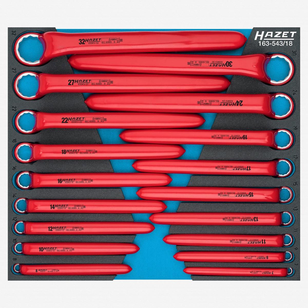 Hazet 630KV VDE Insulated Metric Box End Wrench Set 7 – 32 mm 18 Pieces