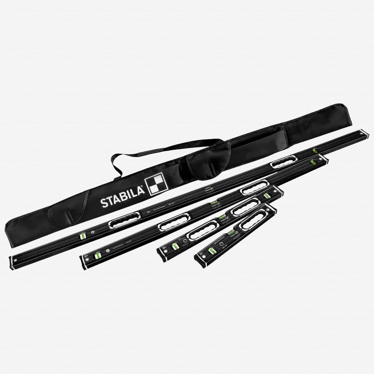 Stabila Dark Shadow 16 24 48 and 72 196-2 Level Set 4 Pieces