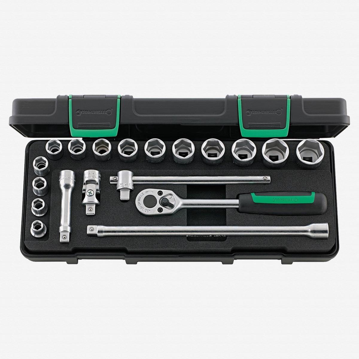Stahlwille 456145i Socket Set 38 Drive Metric 8-22mm 6-Point 19 Pieces