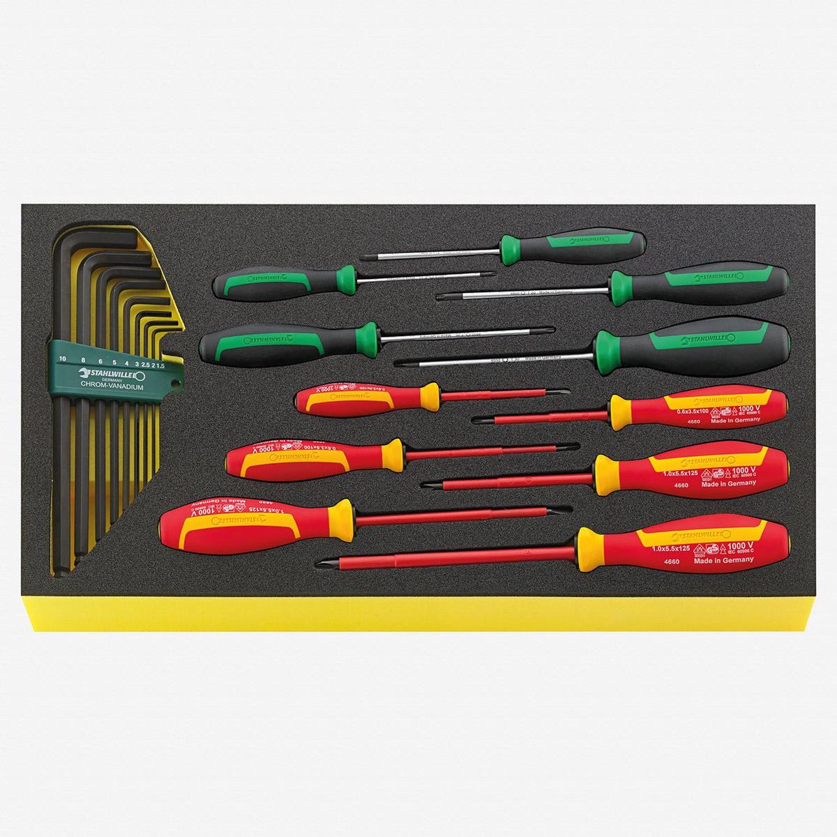 Stahlwille TCS WT 4650-4665-1 DRALL L-keys and VDE Screwdrivers in TCS Inlay 20 Pieces