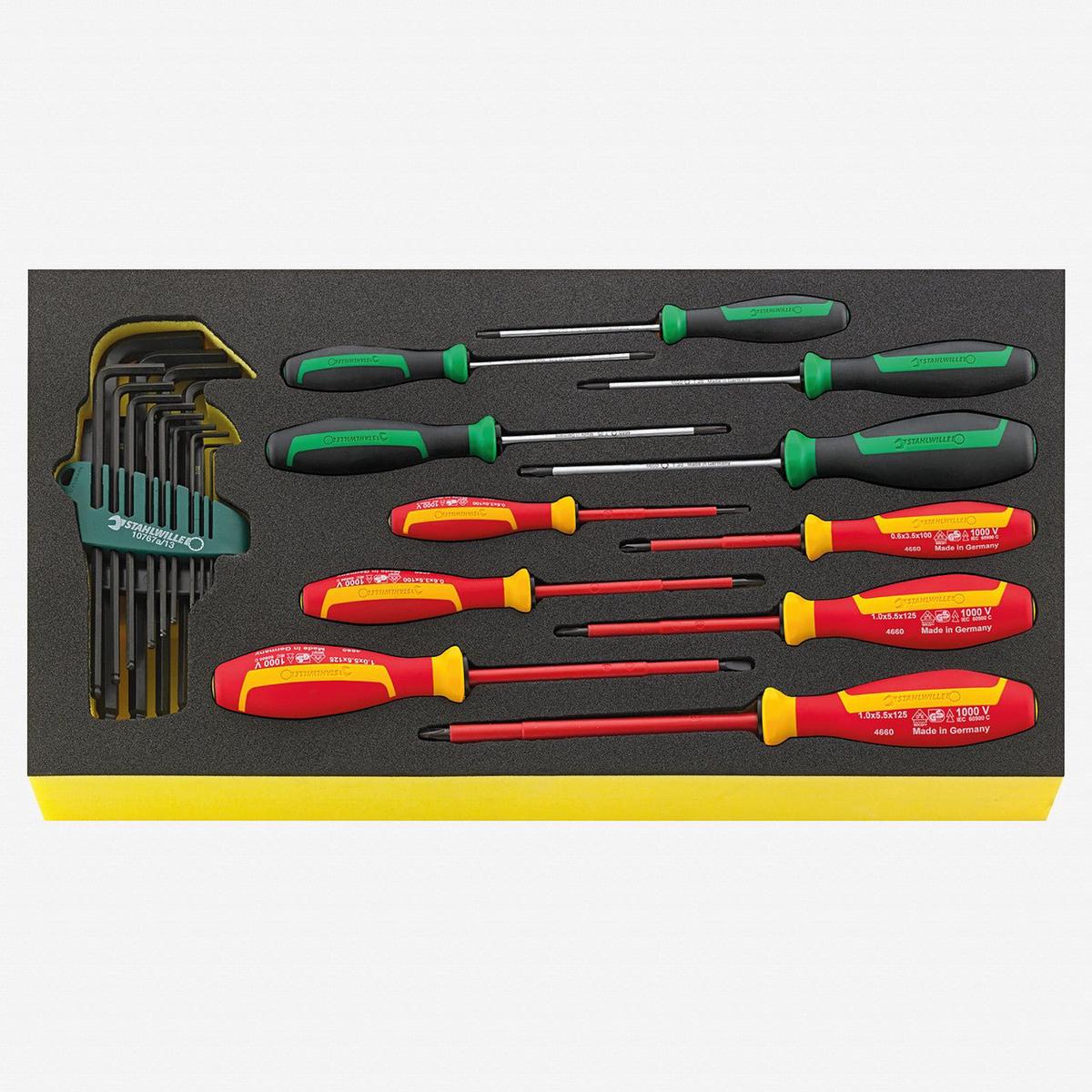 Stahlwille TCS WT 4650-4665 DRALL L-keys and VDE Screwdriver Set in TCS Inlay 24 Pieces