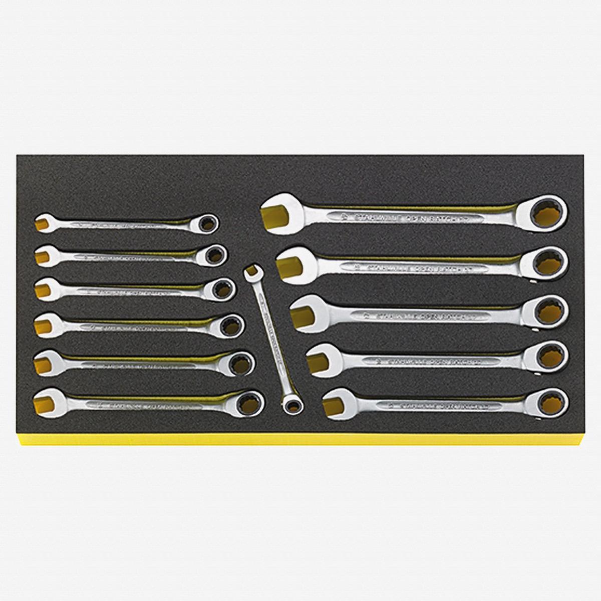 Stahlwille TCS WT 1712 OPEN RATCH Metric Ratcheting Combination Wrench Set 8 - 19 mm 12 Pieces