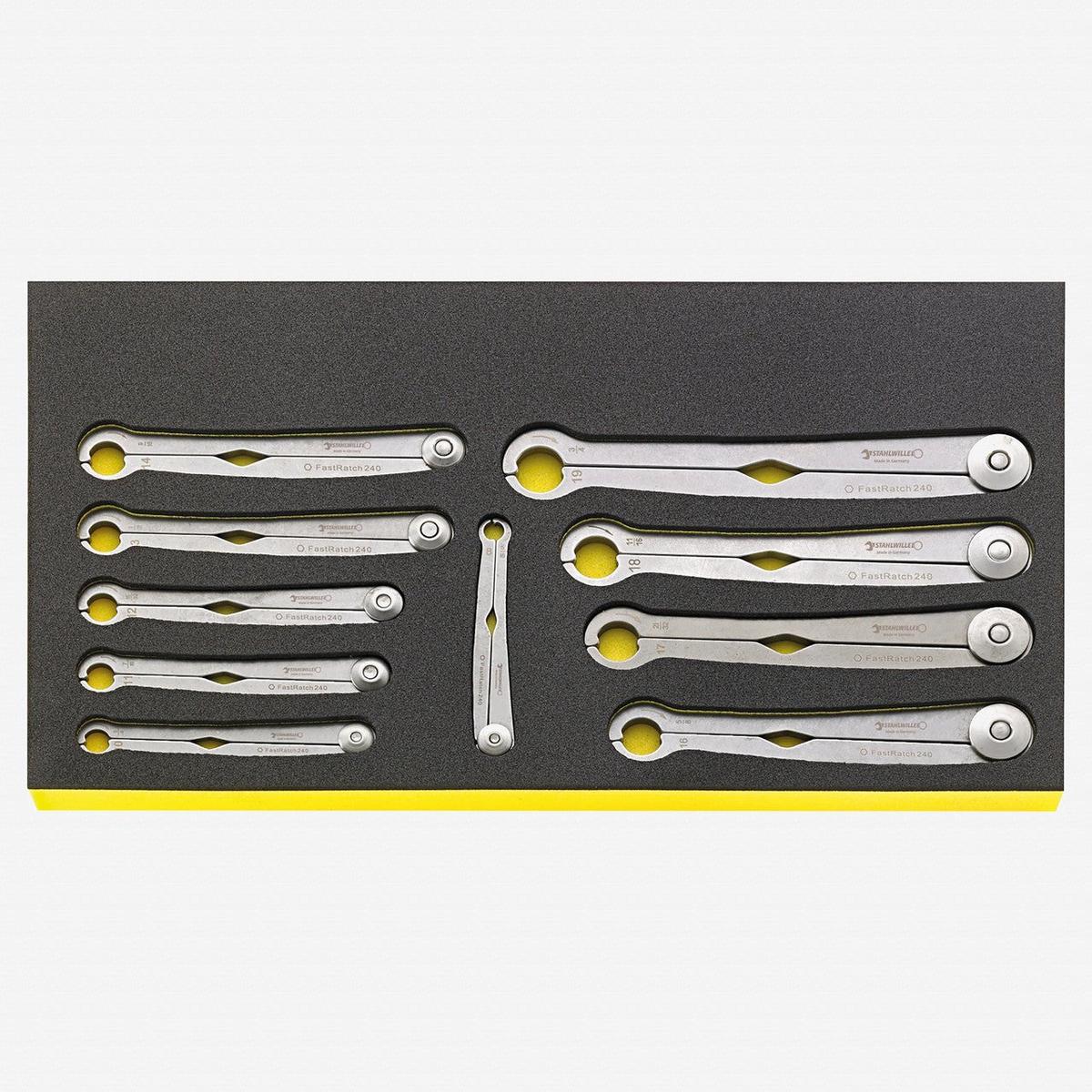 Stahlwille TCS WT FastRatch 24010 Ratchet Ring Wrench Set in TCS Inlay 10 Pieces