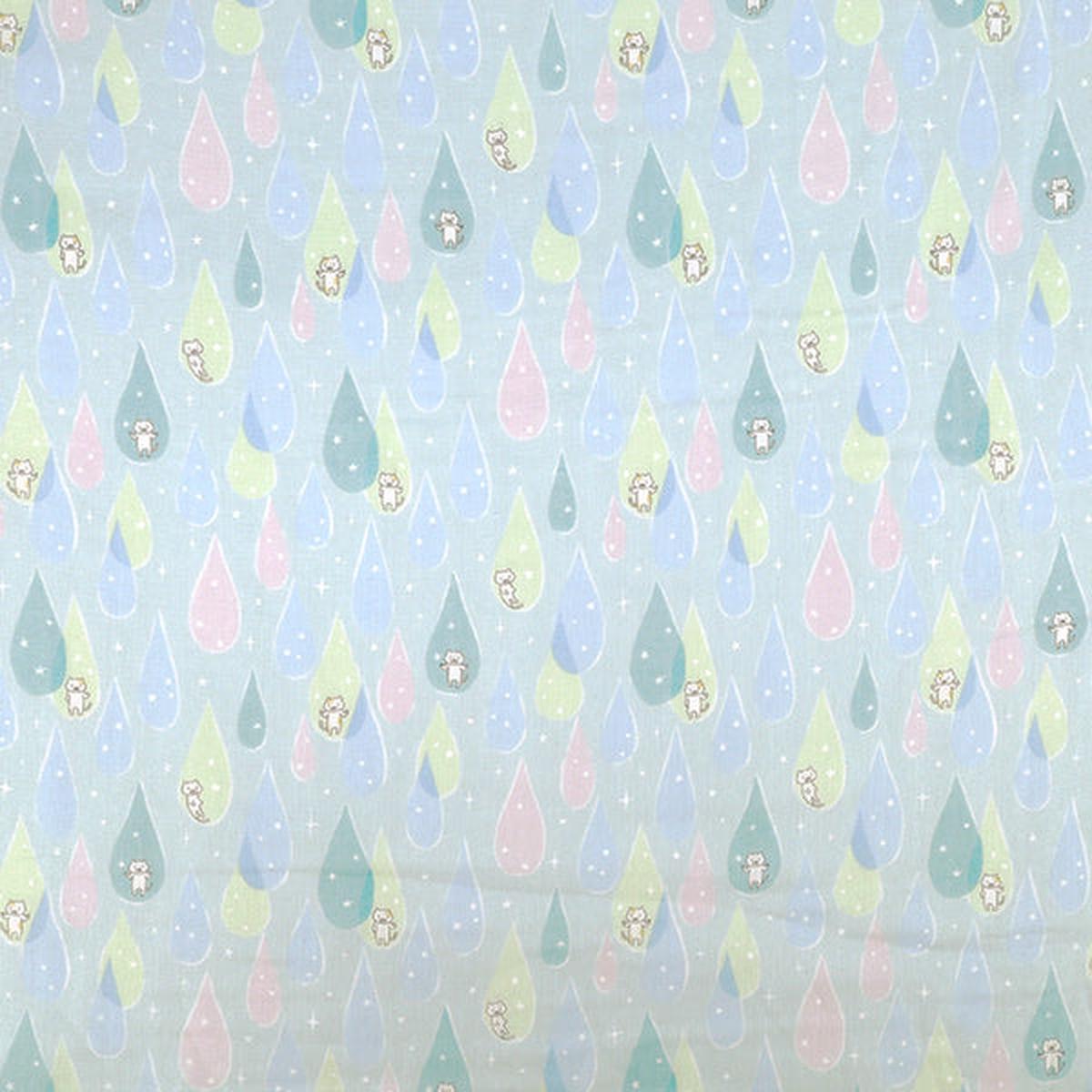 [Quantity from 5] Fabric "double gauze Shizuku Neko Mint KTS7165-E COTTON KOBAYASHI