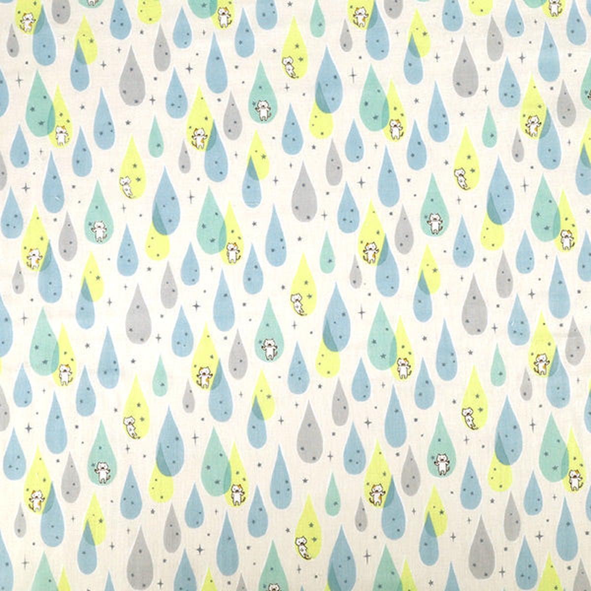 [Quantity from 5] Fabric "double gauze Shizuku Cat Blue KTS7165-B COTTON KOBAYASHI