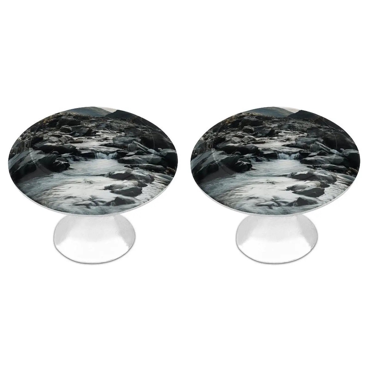 River And Gray Rocks Round 1.1 Inch Hole Center Cabinet Handles Drawer Pulls Solid Stainless Steel With Screws Included For Dresser Bathroom Kitchen Door