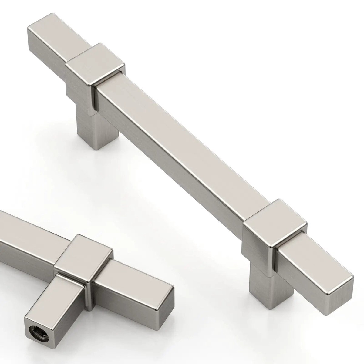 10 Pack 3 Inch (76mm) Brushed Satin Nickel Cabinet Pulls for Kitchen Cabinets, Sturdy Metal Hardware, Easy Install, Rust Proof, No Fuss Cupboard and Drawer Handles, Built To Last