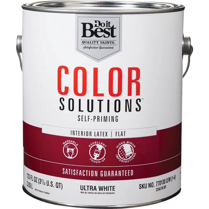 Do it Best Color Solutions Latex Self-Priming Flat Interior Wall Paint, Ultra White, 1 Gal.