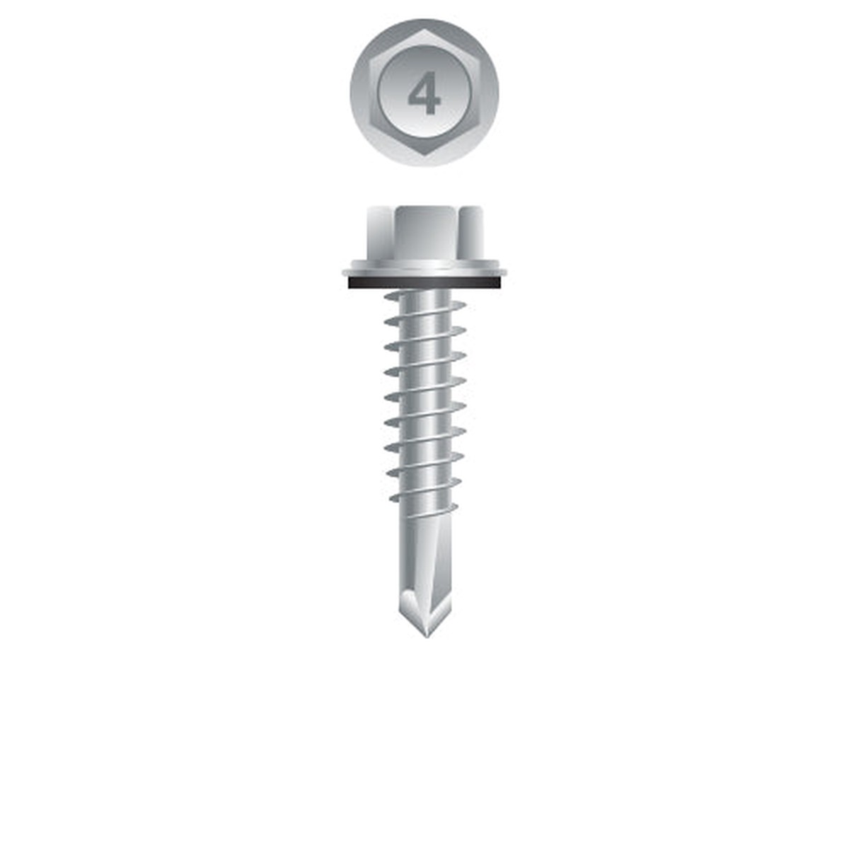 #12 Strong-Point Hex Washer Head w/Washer 12-14 x 3/4, 410 Stainless Steel