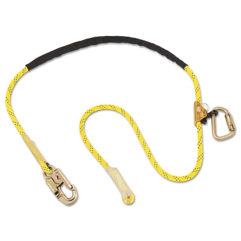 DBI-SALA 1234070 Pole Climber's Adj Rope Pos Lnyrd, 8 ft, Snap Hk; Carabiner, 310lb Cap, Ylw/Blue